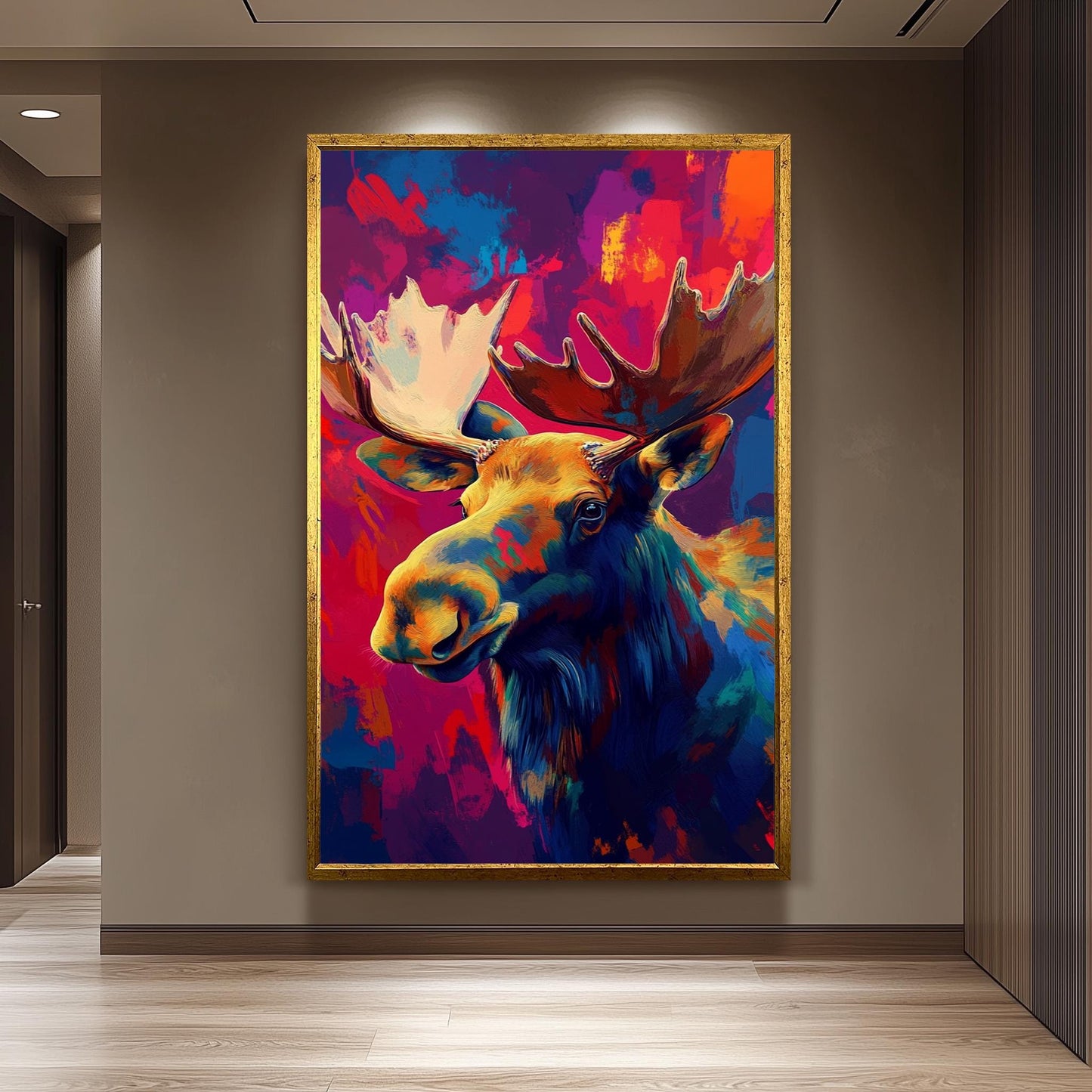 Abstract Moose Canvas Print: Colorful Pop Art Wildlife Poster