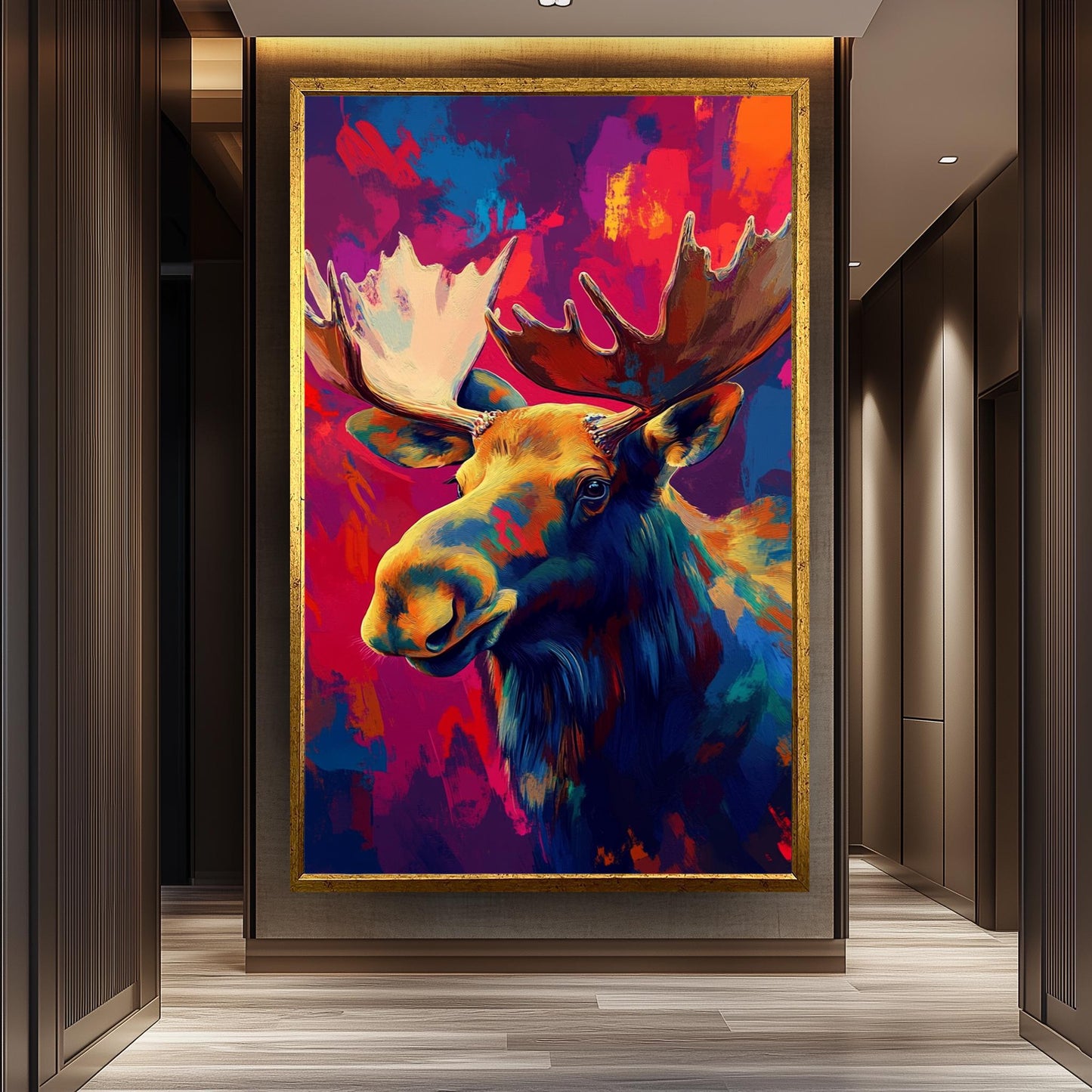 Abstract Moose Canvas Print: Colorful Pop Art Wildlife Poster