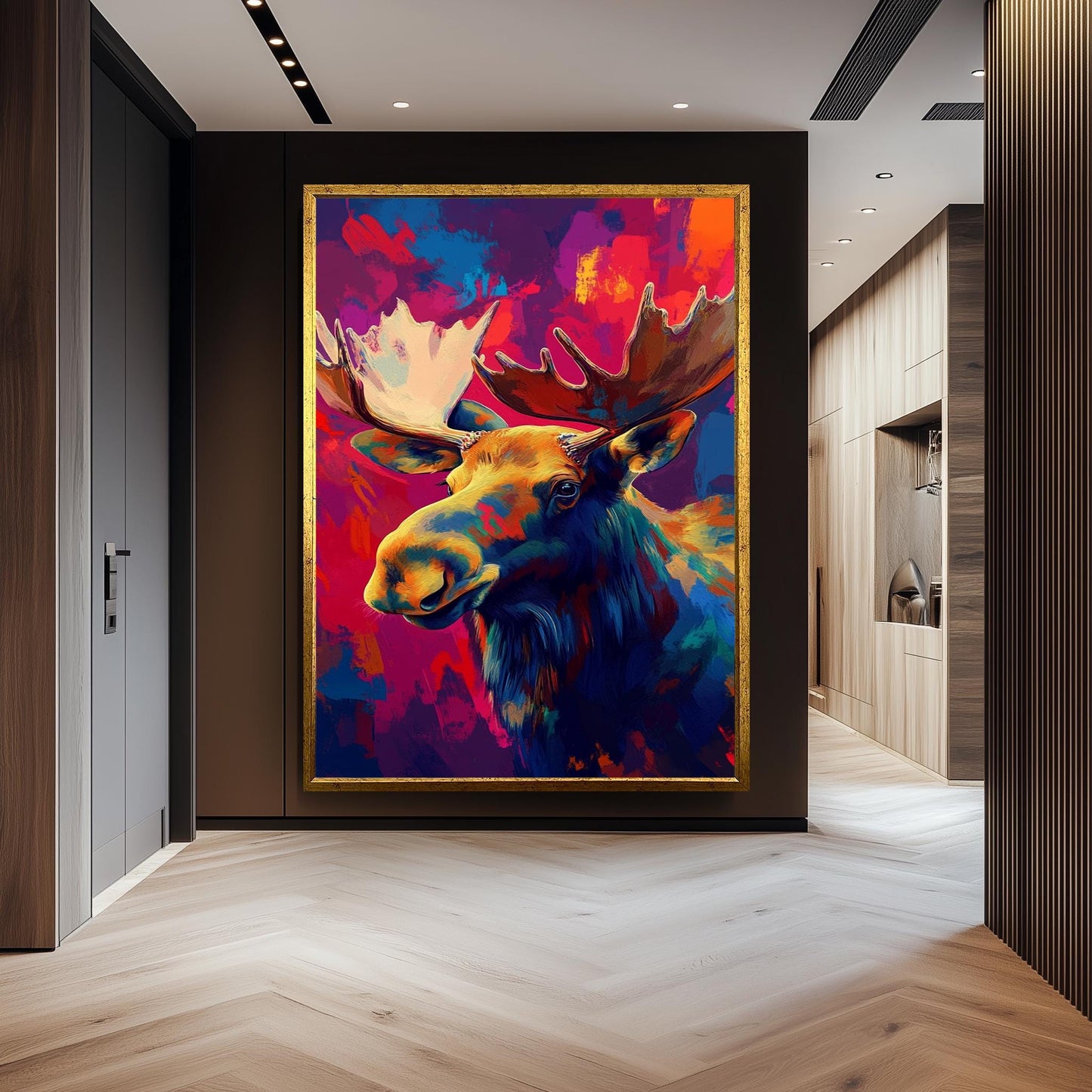 Abstract Moose Canvas Print: Colorful Pop Art Wildlife Poster