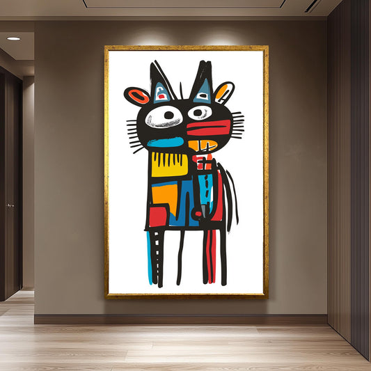 Picasso Basquiat Style Animal Art Print: Colorful Modern Decor