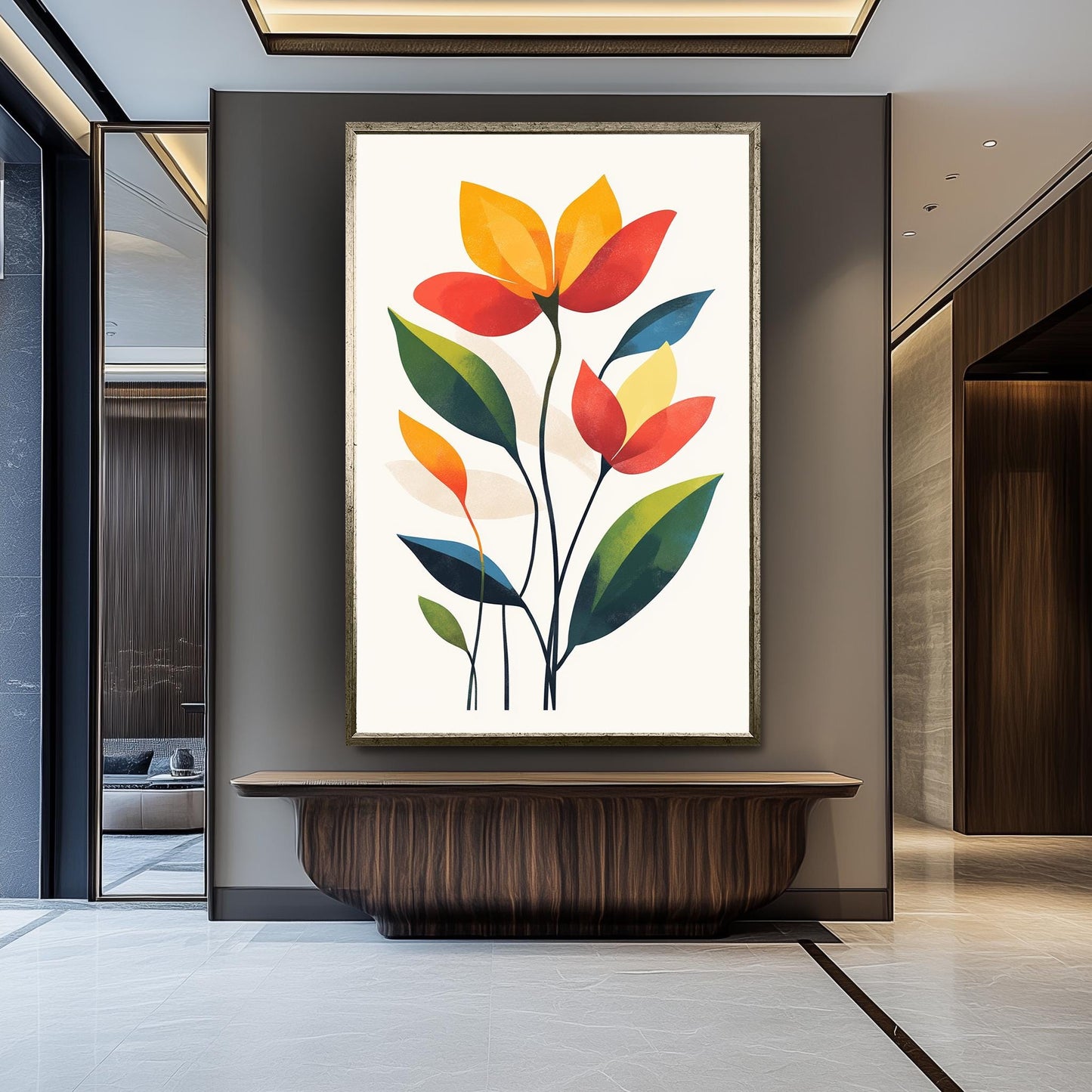 Midcentury Modern Floral Art Print: Tropical Matisse Style