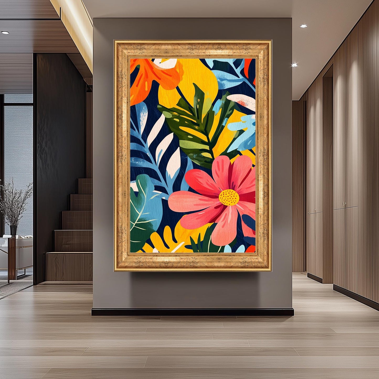 Tropical Floral Canvas Art: Retro Henri Style, Boho Decor