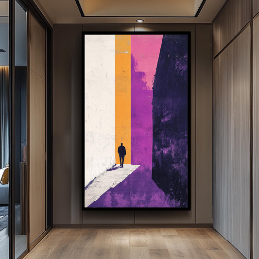 Abstract Silhouette Art Print: Modern Purple Orange Color Block Wall Decor