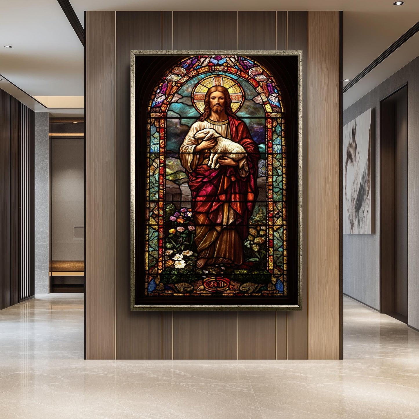 Jesus Christ Good Shepherd Stained Glass Art Print: Religious Christian Decor