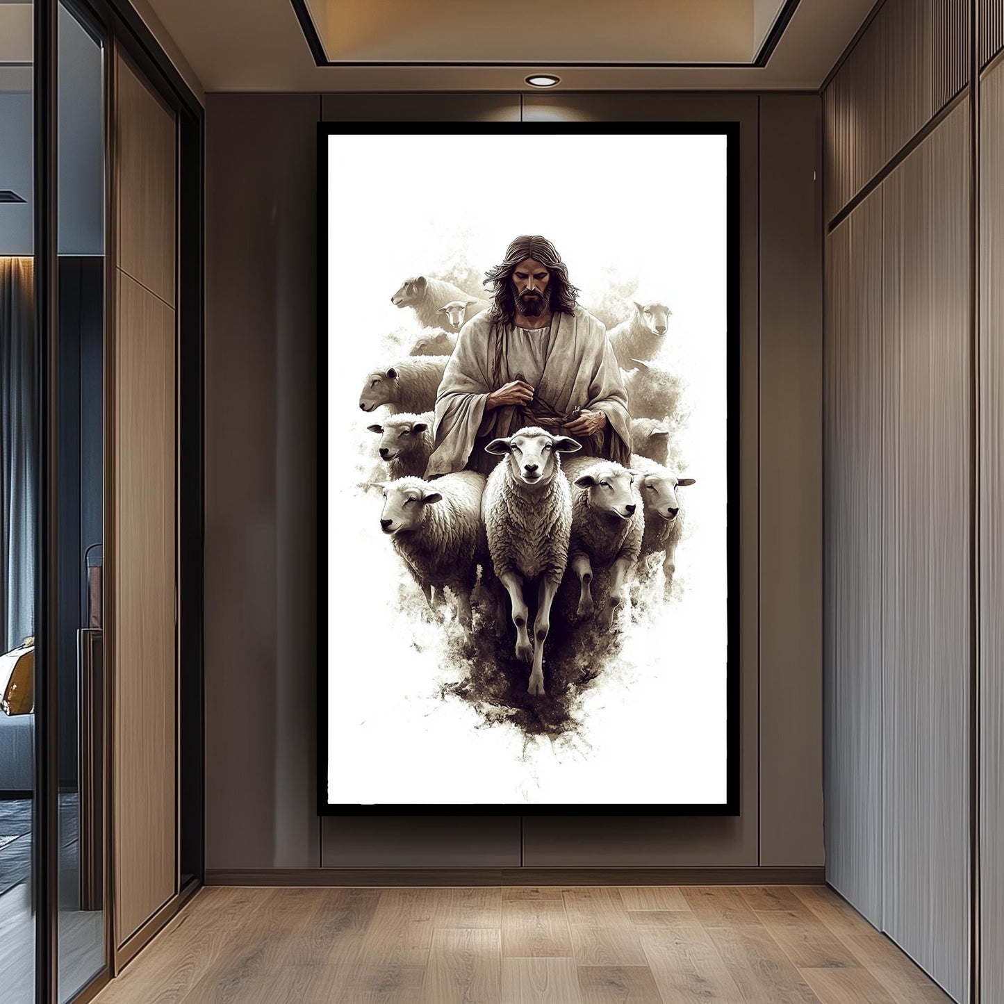 Jesus Christ Good Shepherd Art Print: Modern Christian Illustration