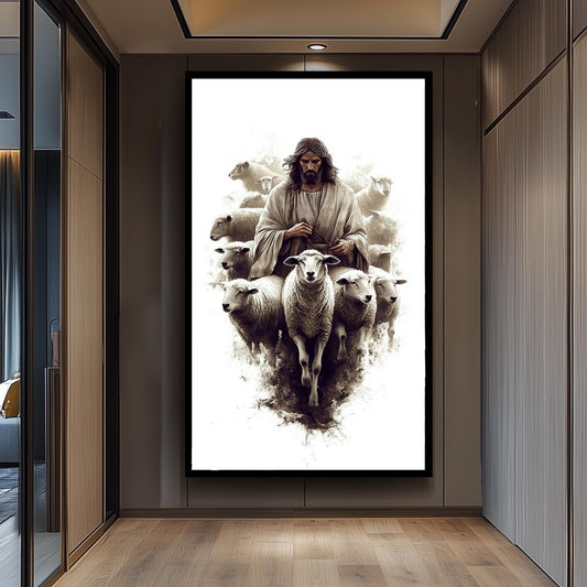 Jesus Christ Good Shepherd Art Print: Modern Christian Illustration
