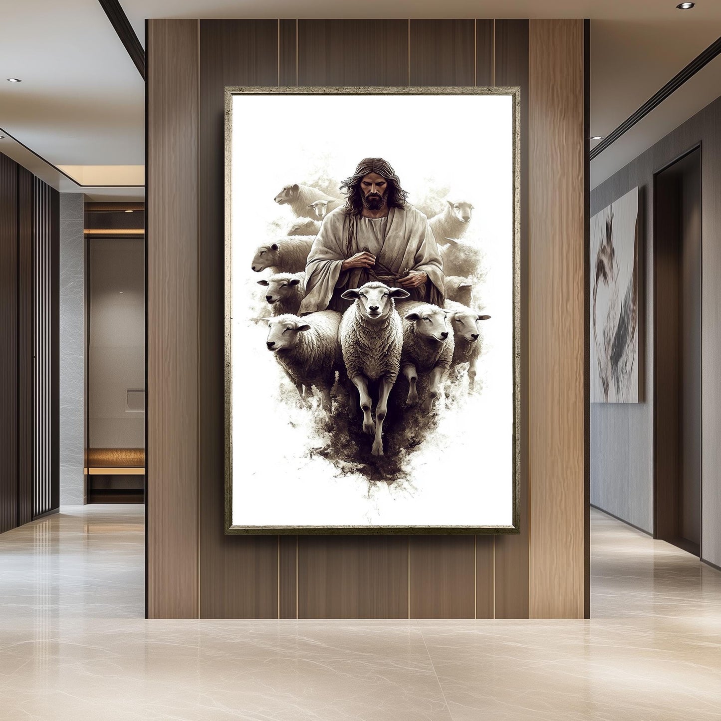 Jesus Christ Good Shepherd Art Print: Modern Christian Illustration