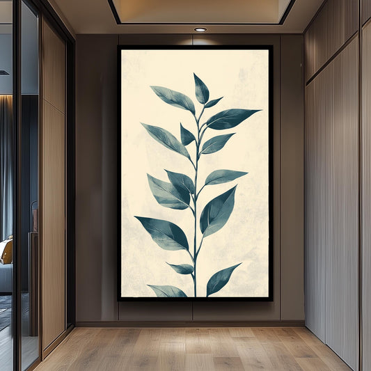 Botanical Leaf Canvas Art: Hand-Drawn Vintage Greenery Print