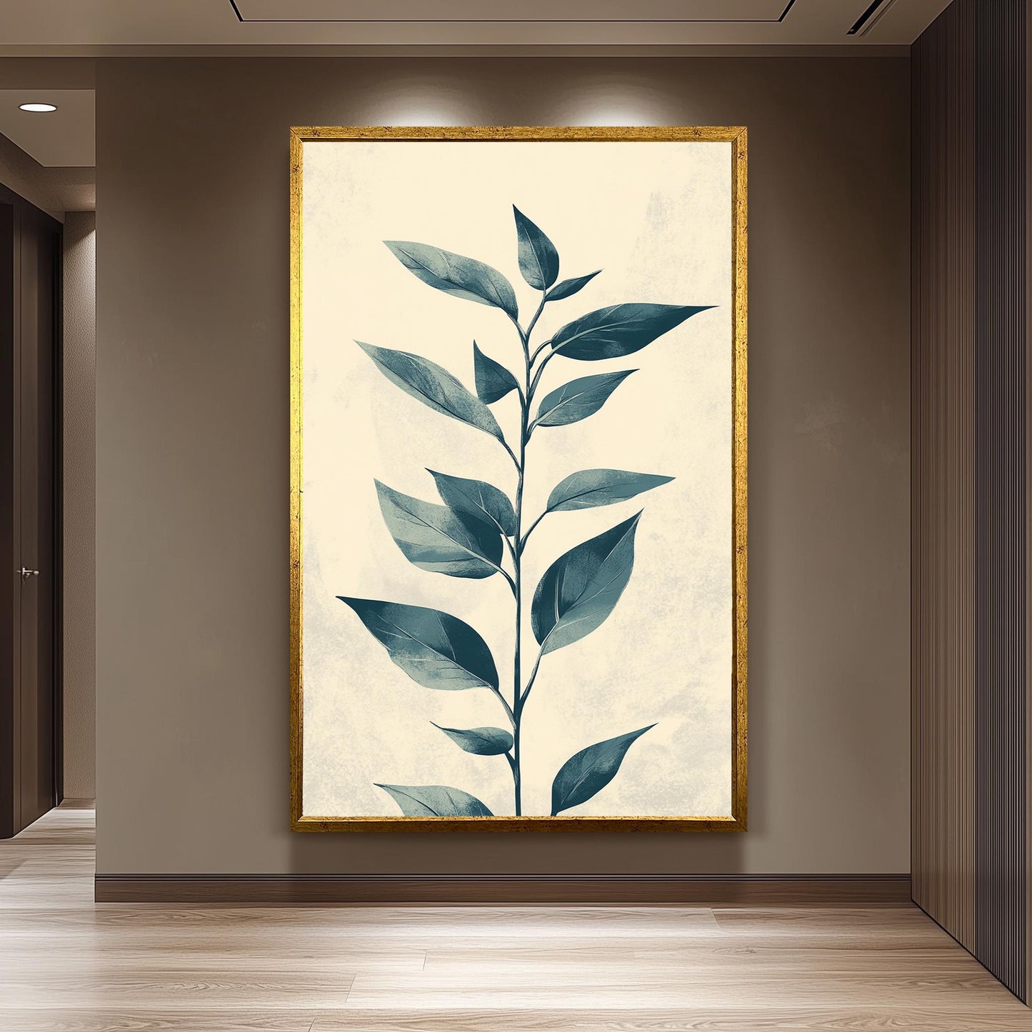 Botanical Leaf Canvas Art: Hand-Drawn Vintage Greenery Print