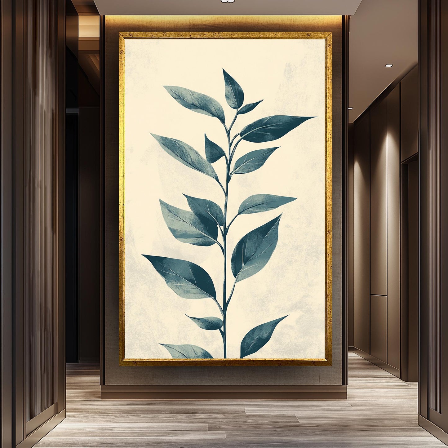 Botanical Leaf Canvas Art: Hand-Drawn Vintage Greenery Print