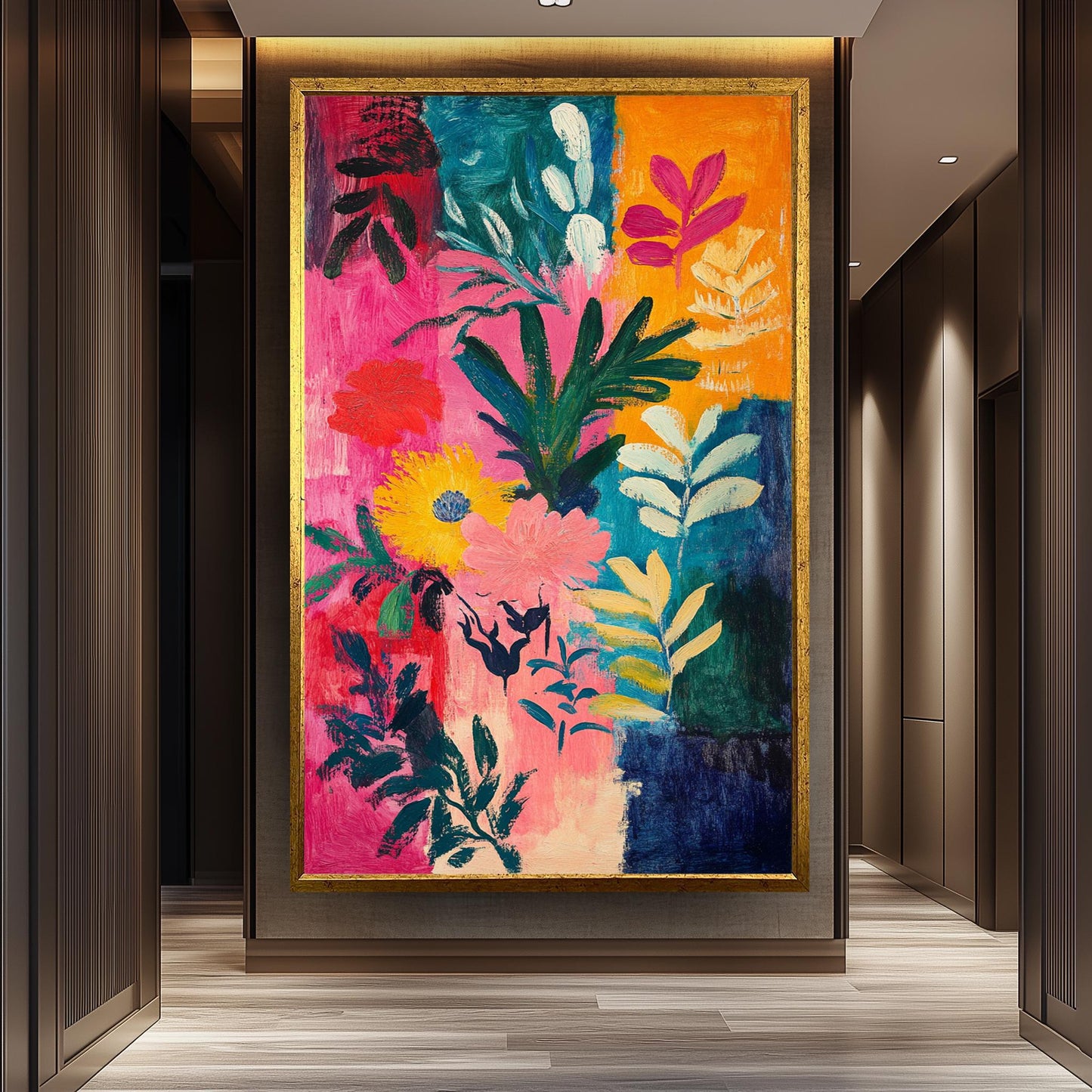 Matisse Style Floral Canvas Art: Colorful Abstract Botanical Painting