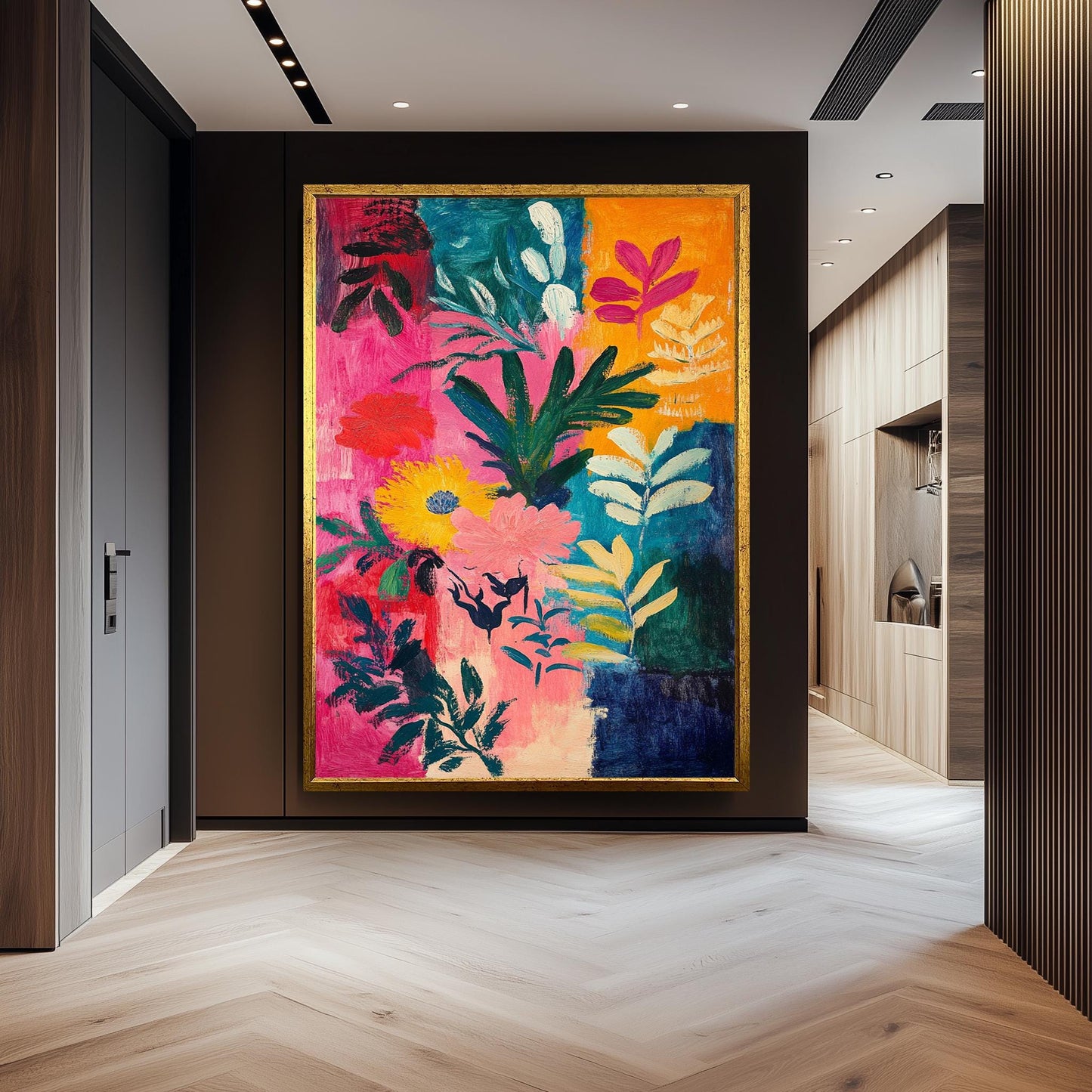 Matisse Style Floral Canvas Art: Colorful Abstract Botanical Painting