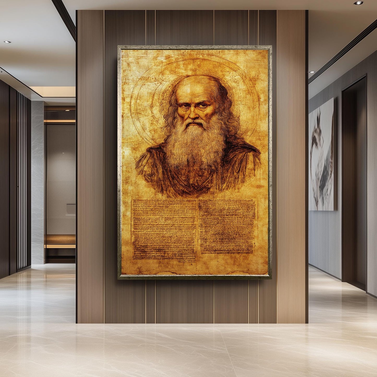 Da Vinci Portrait Art Print: Renaissance Manuscript Design