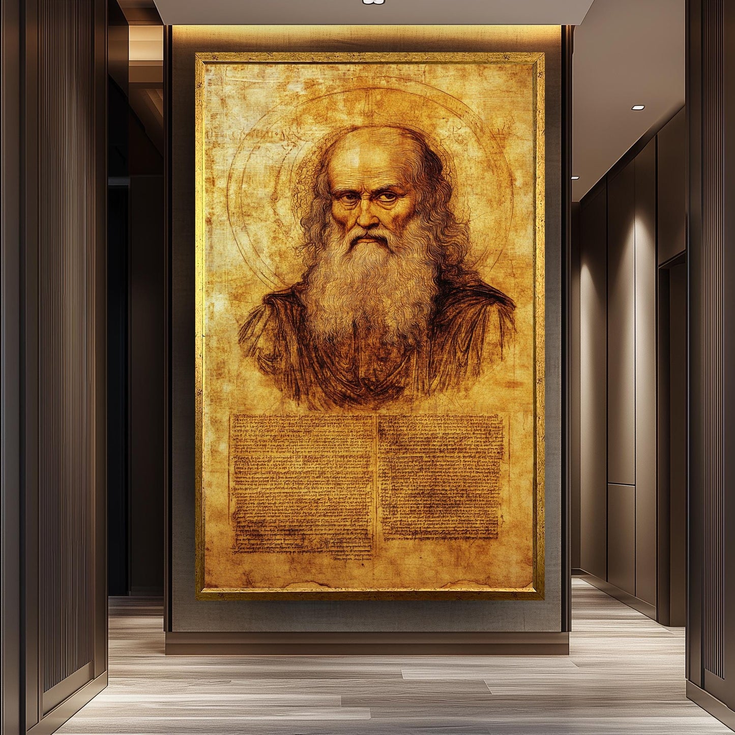 Da Vinci Portrait Art Print: Renaissance Manuscript Design