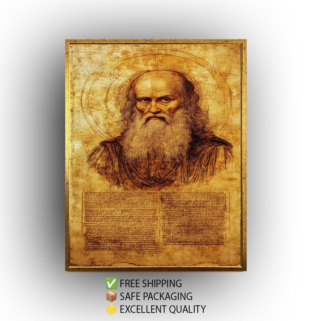 Da Vinci Portrait Art Print: Renaissance Manuscript Design