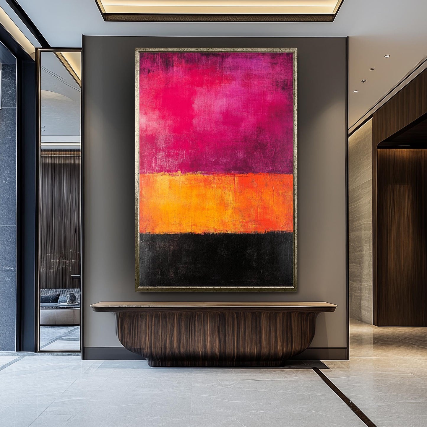 Rothko Style Abstract Canvas Print: Pink, Orange & Black Color Field