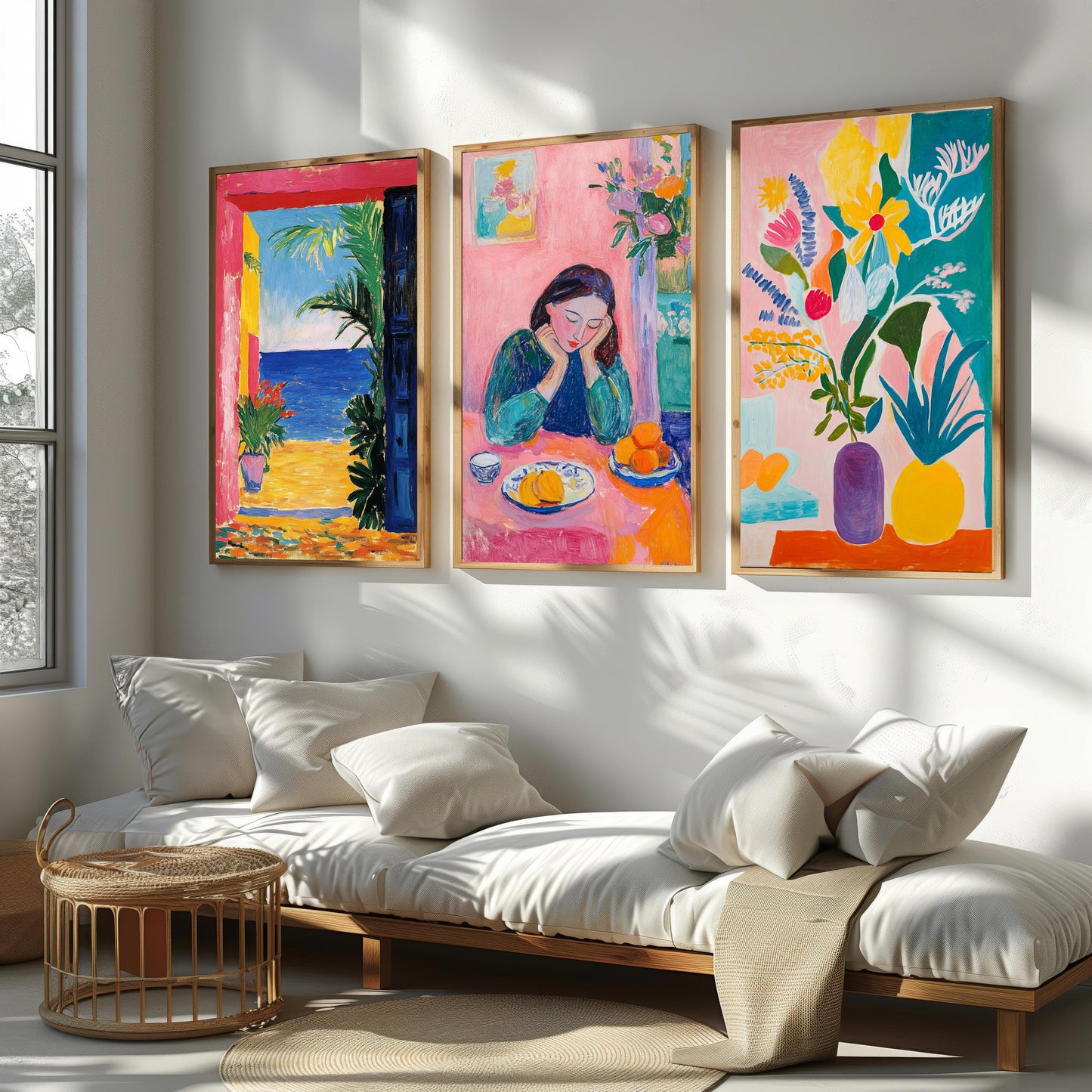 Wildflower Meadow Canvas Print Set: Fauvist Floral Landscape Wall Art