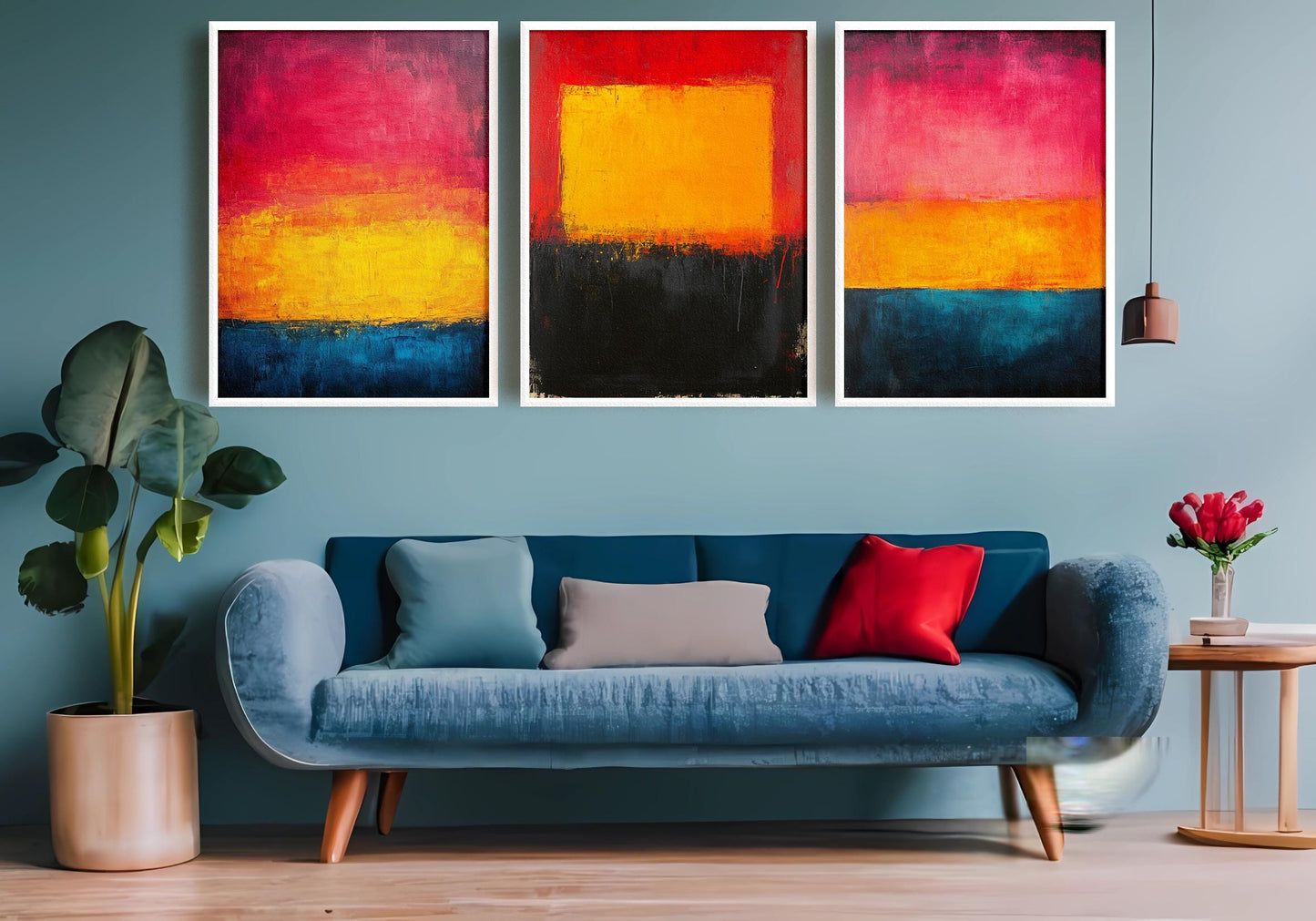 Abstract Color Block Canvas Print Set: Modern Expressionist Wall Art