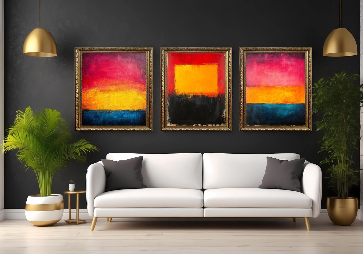 Abstract Color Block Canvas Print Set: Modern Expressionist Wall Art