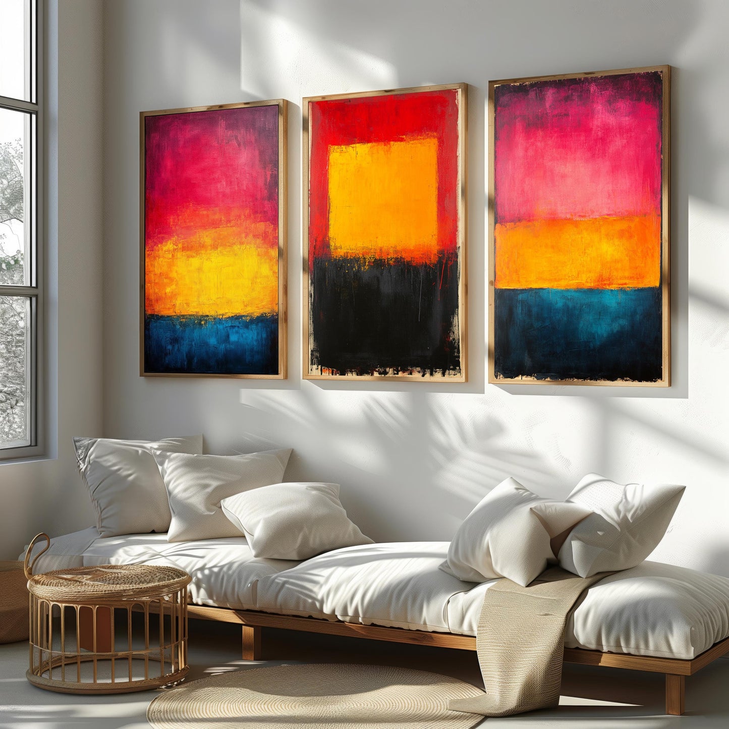 Abstract Color Block Canvas Print Set: Modern Expressionist Wall Art
