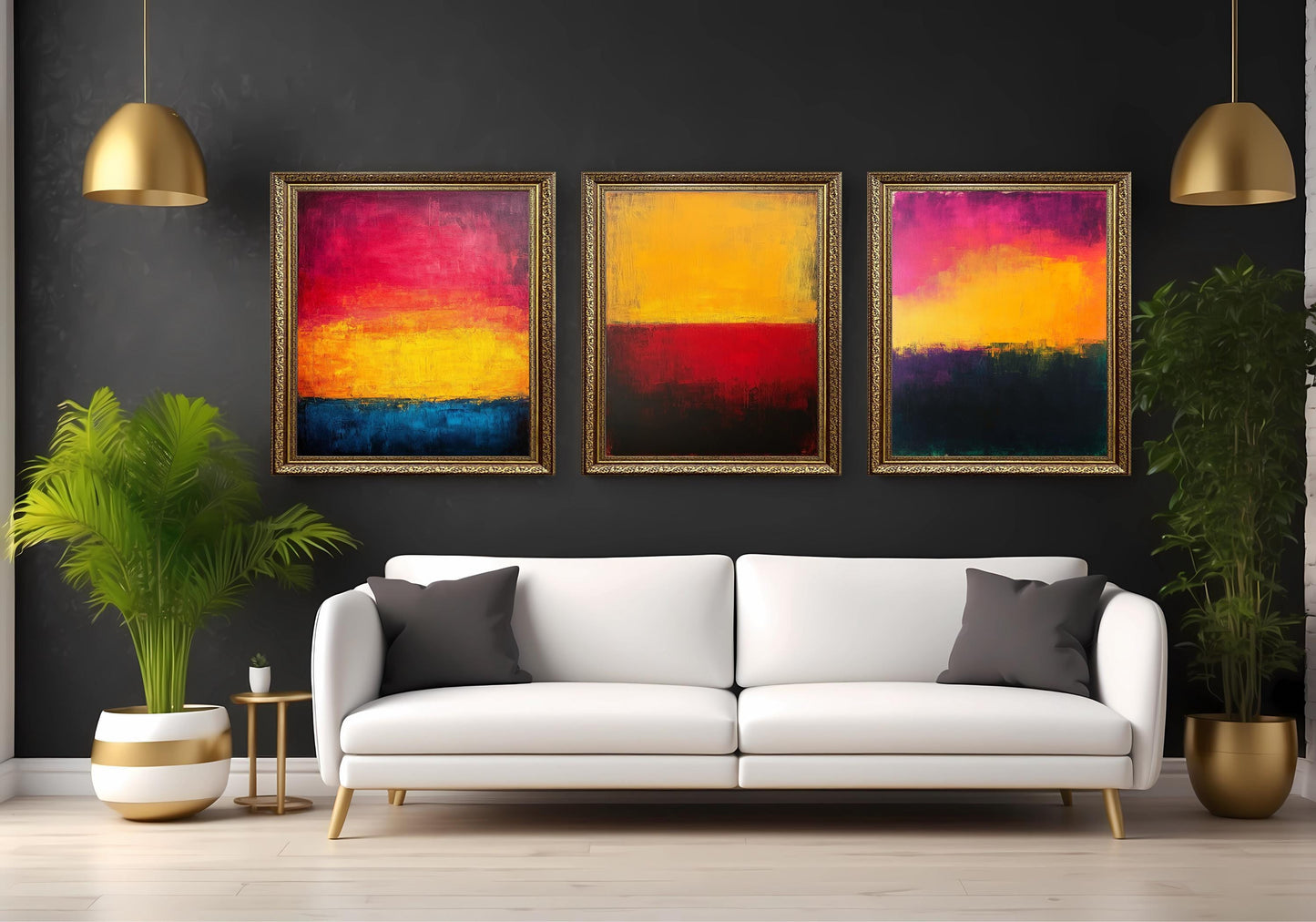 Abstract Color Block Canvas Print Set: Modern Expressionist Wall Art