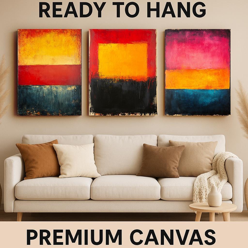 Abstract Color Block Art Prints: Modern Red, Yellow, Blue Home Decor