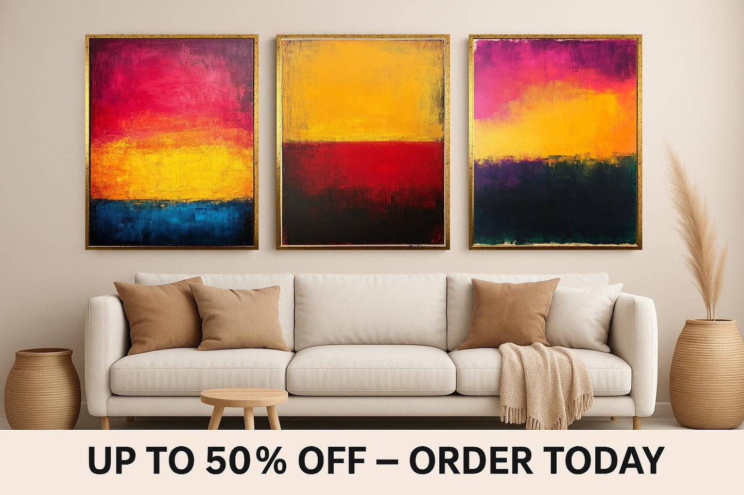 Rothko Inspired Color Field Prints: Modern Abstract Canvas Art Set