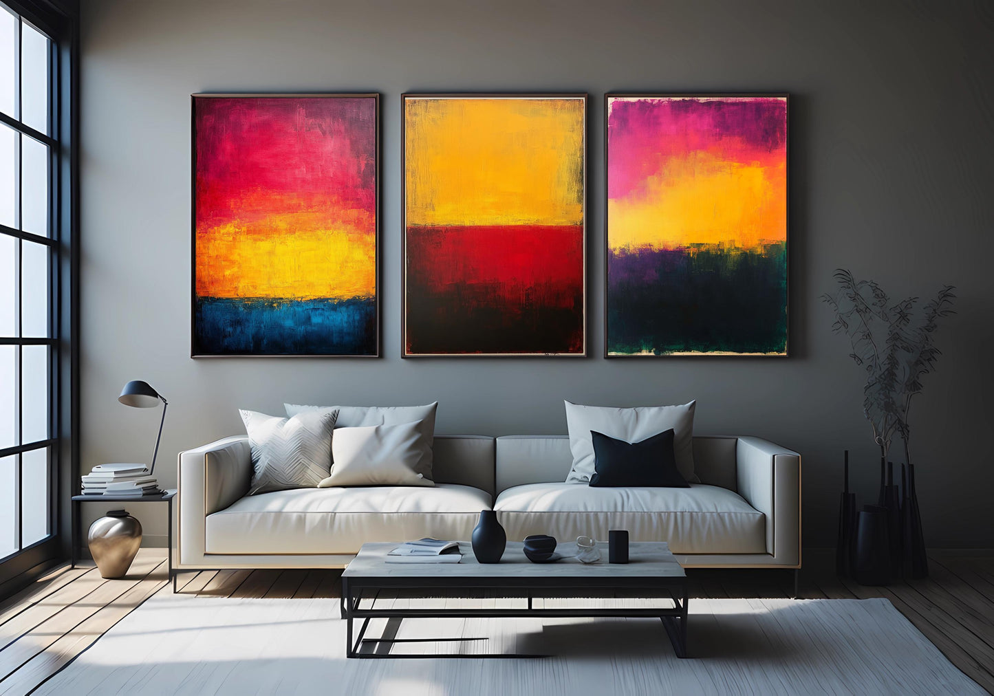 Rothko Inspired Color Field Prints: Modern Abstract Canvas Art Set
