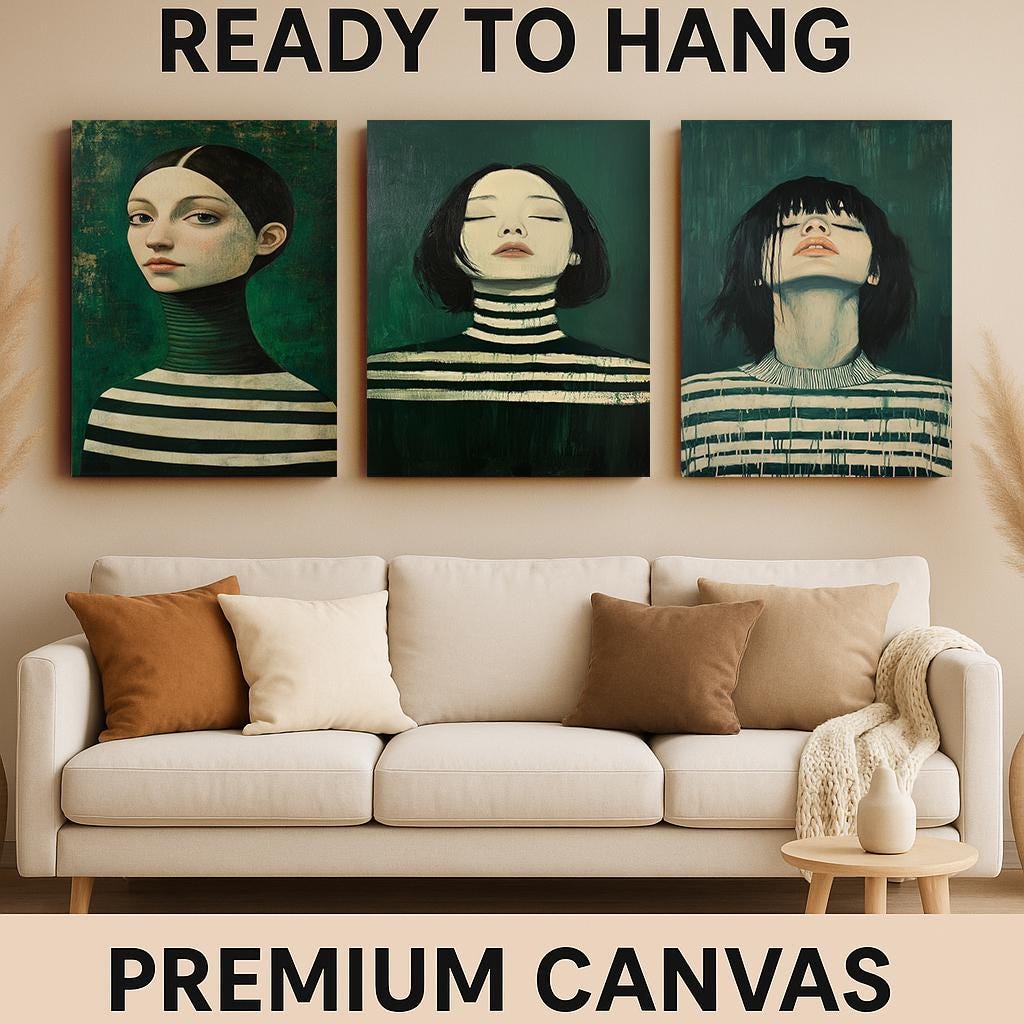 Mystic Queen Art Set: Gothic Surrealist Female Portrait Prints