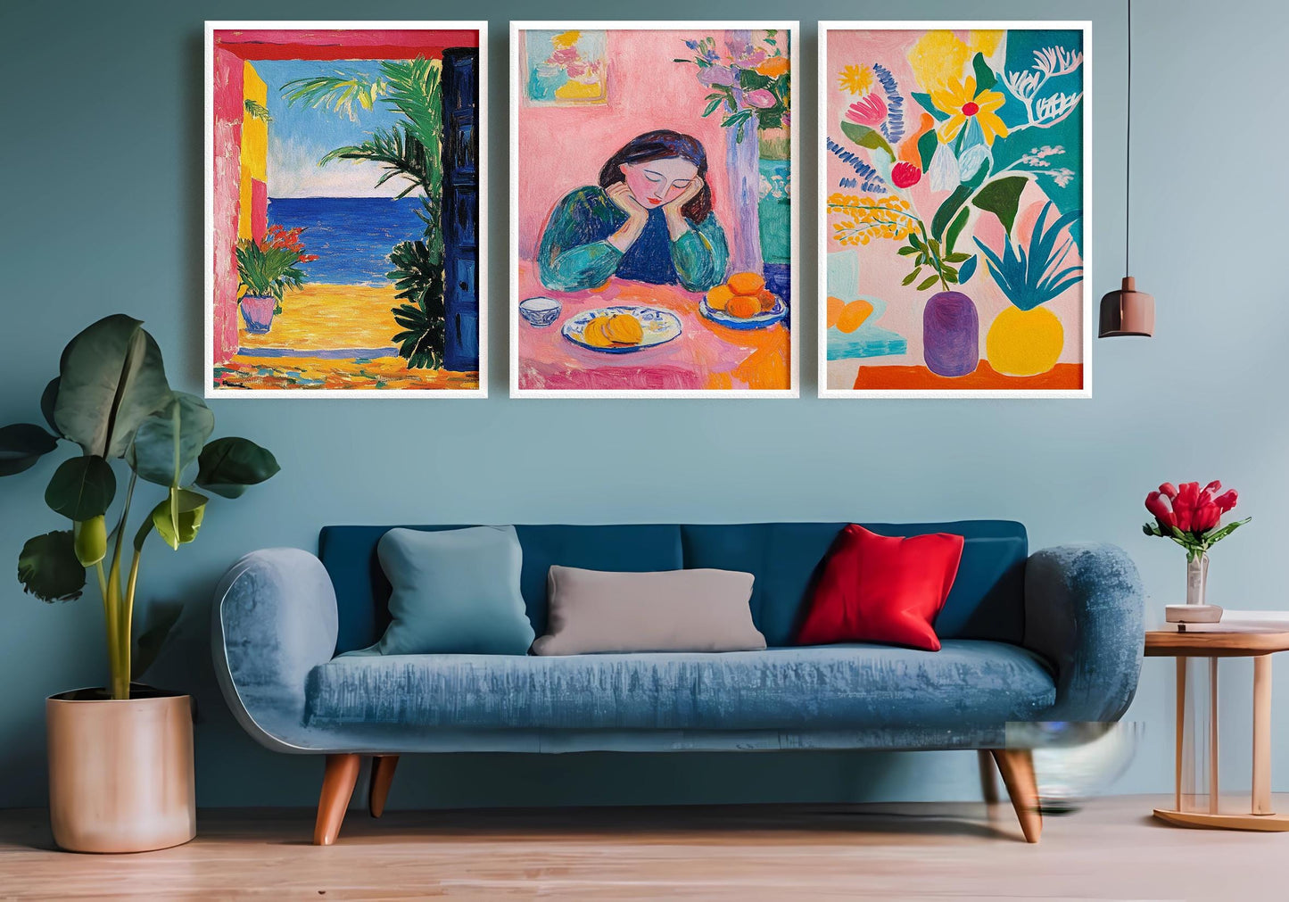 Wildflower Meadow Canvas Print Set: Fauvist Floral Landscape Wall Art
