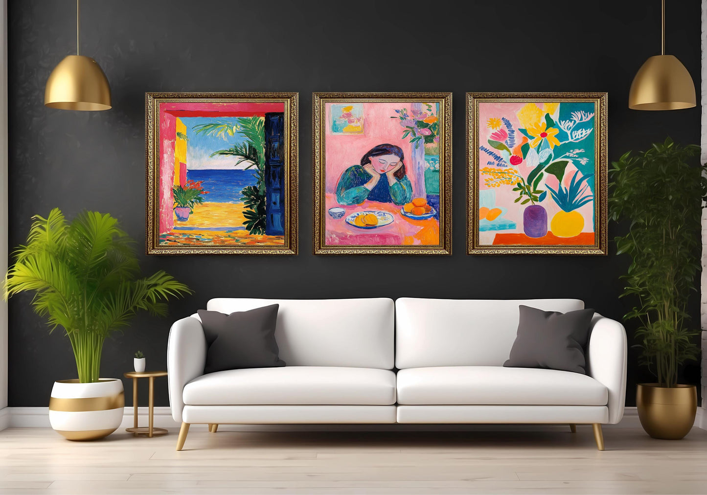 Wildflower Meadow Canvas Print Set: Fauvist Floral Landscape Wall Art