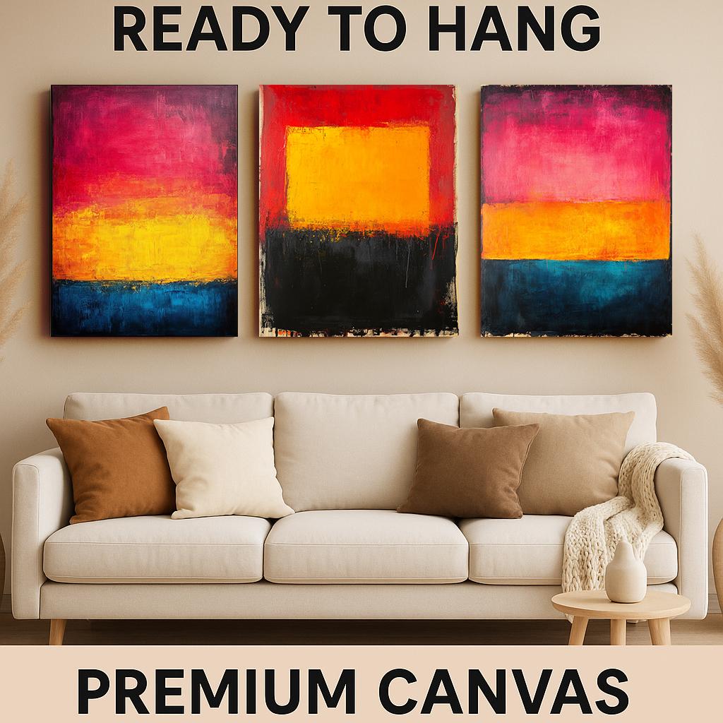 Abstract Color Block Canvas Print Set: Modern Expressionist Wall Art