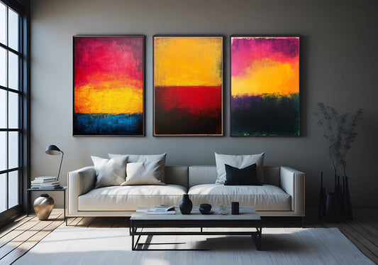 Abstract Color Block Canvas Print Set: Modern Expressionist Wall Art