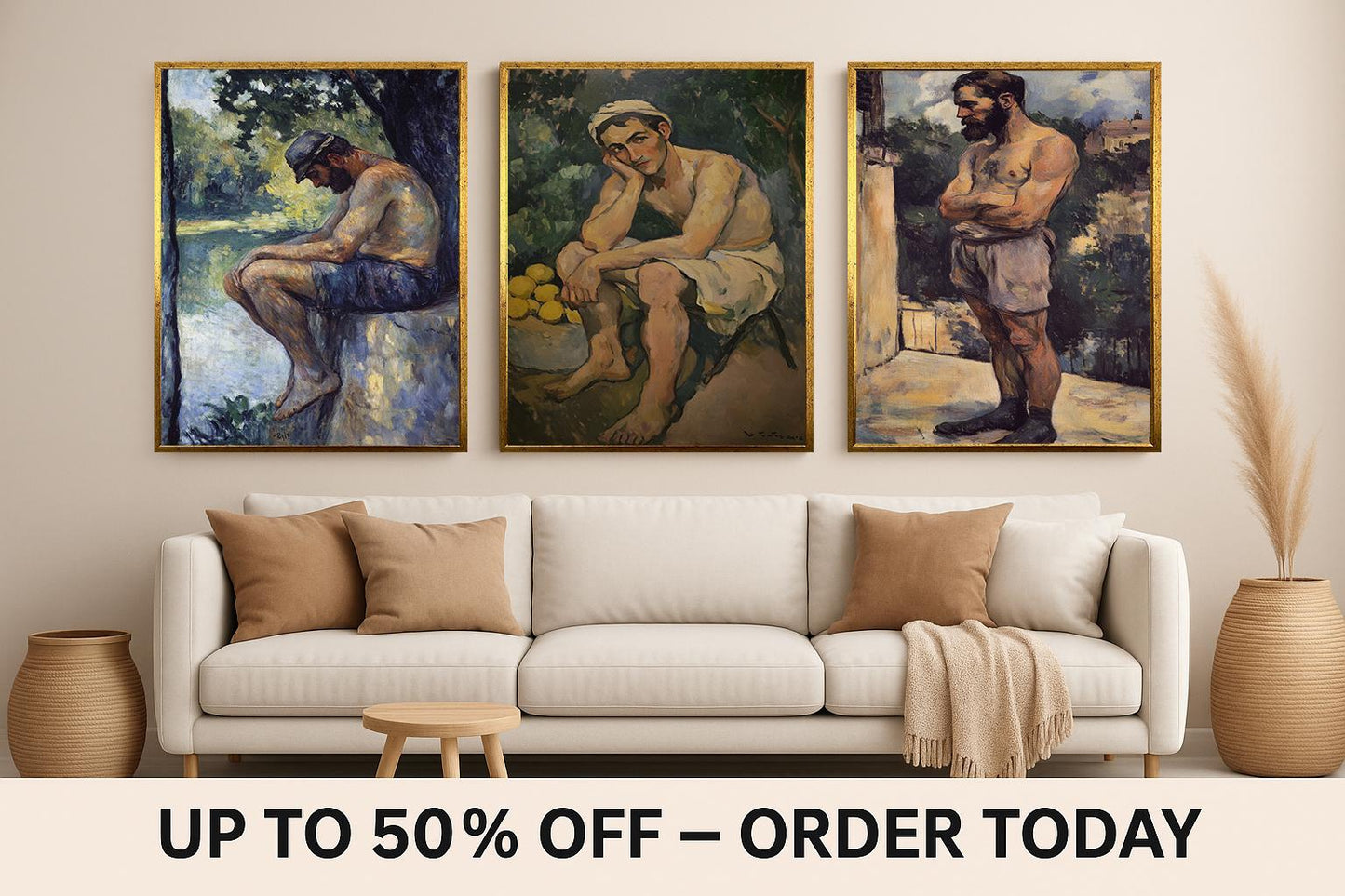 Post Impressionist Male Portrait Art Set: Vintage Figurative Canvas Prints