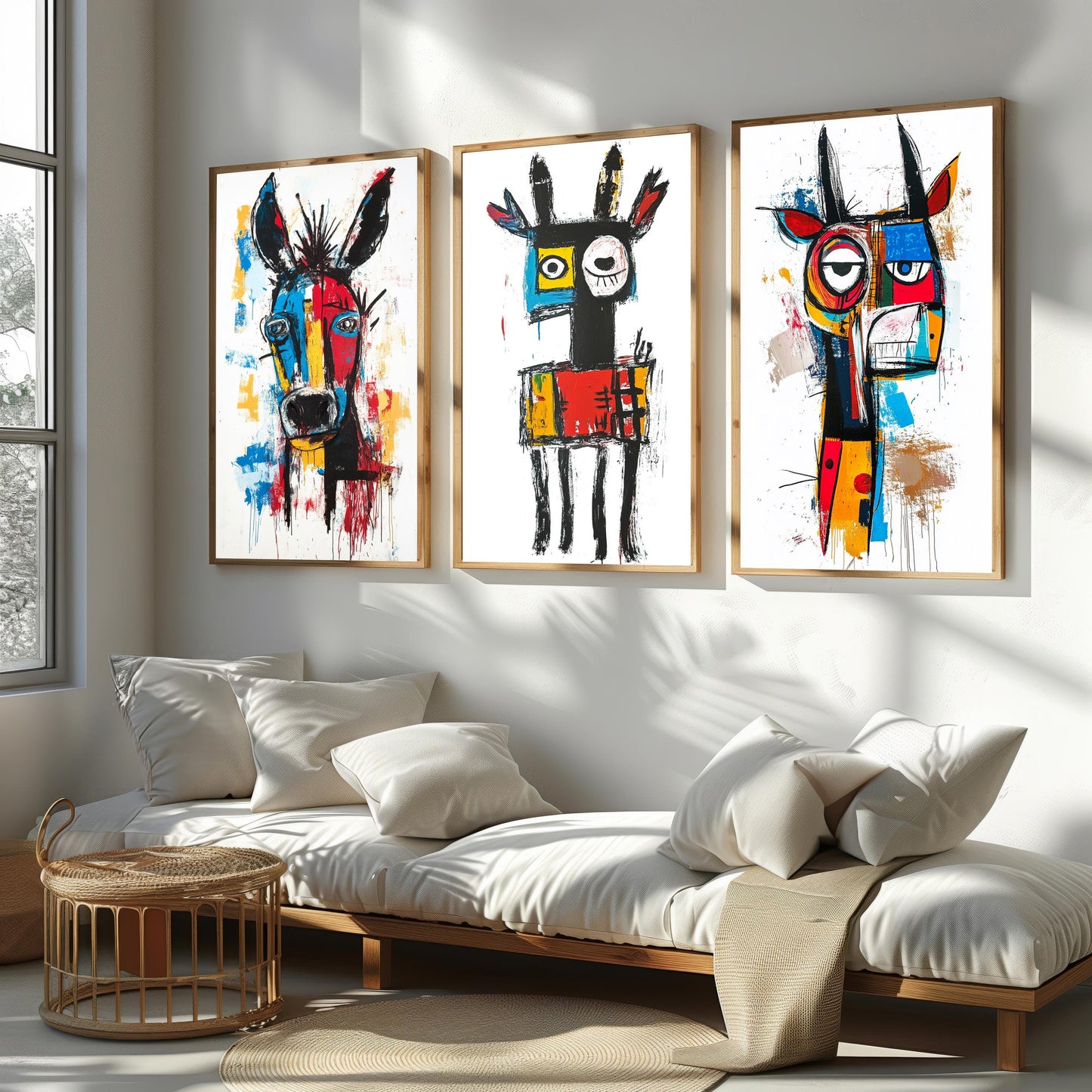Abstract Donkey Canvas Print Set: Graffiti Style Animal Wall Art