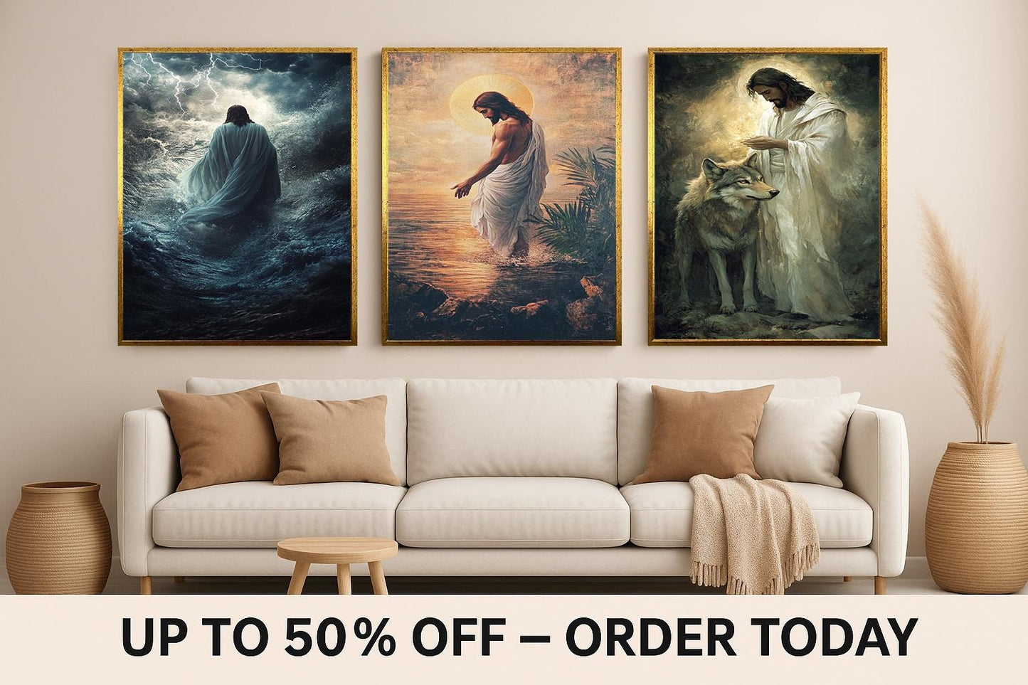 Jesus Christ Canvas Art Set: Spiritual Christian Home Decor