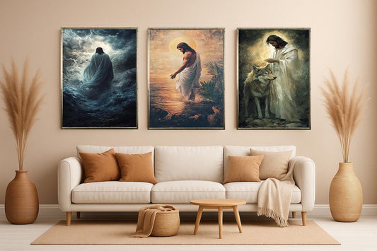 Jesus Christ Canvas Art Set: Spiritual Christian Home Decor