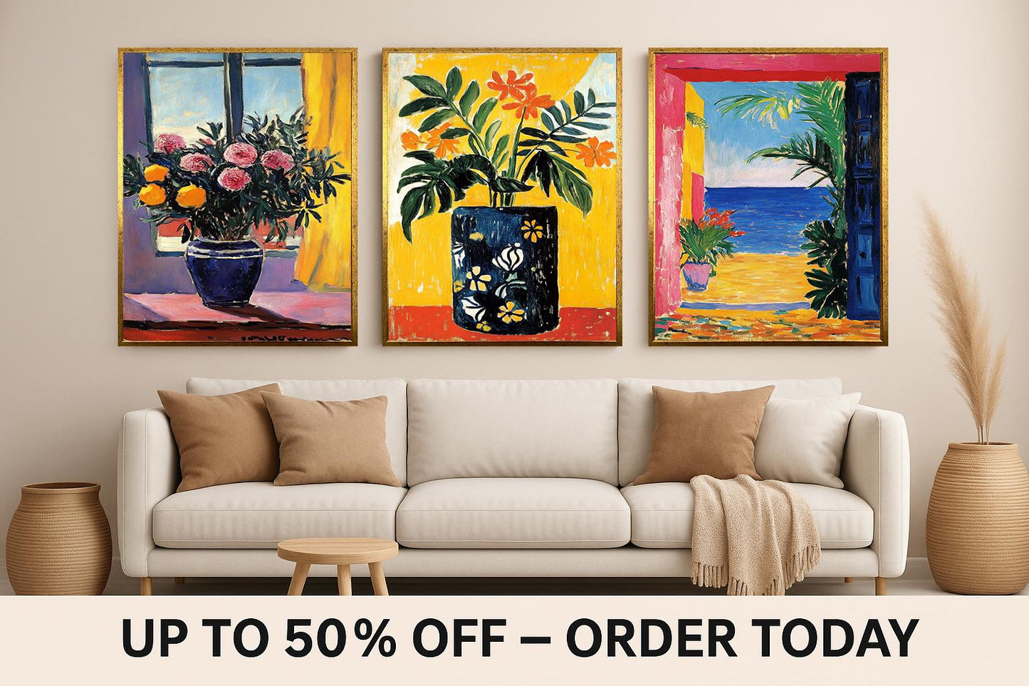 Matisse Inspired Fauvist Floral Prints: Coastal Modern Art Set