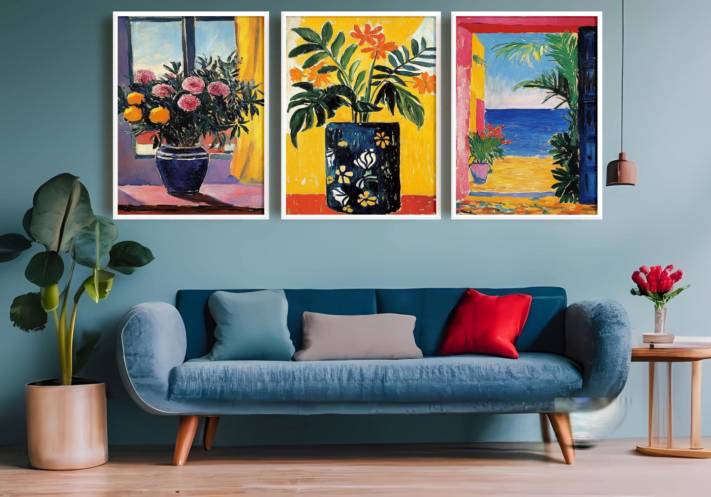 Matisse Inspired Fauvist Floral Prints: Coastal Modern Art Set