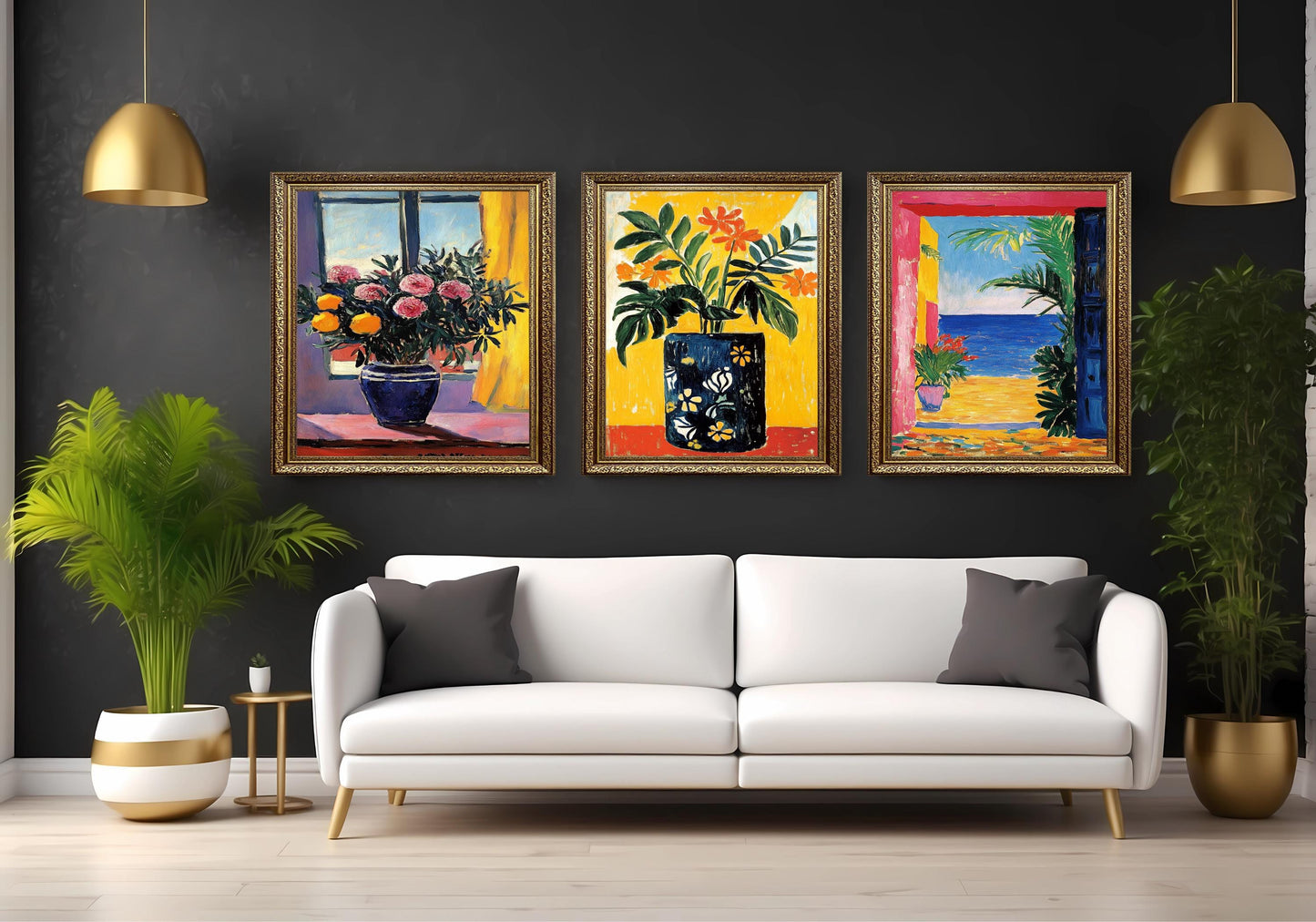 Matisse Inspired Fauvist Floral Prints: Coastal Modern Art Set
