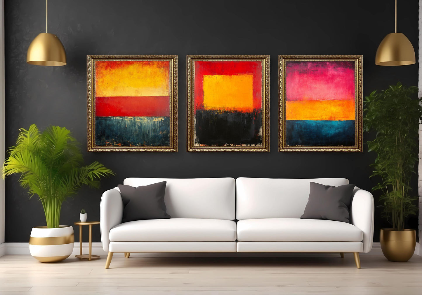 Abstract Color Block Art Prints: Modern Red, Yellow, Blue Home Decor