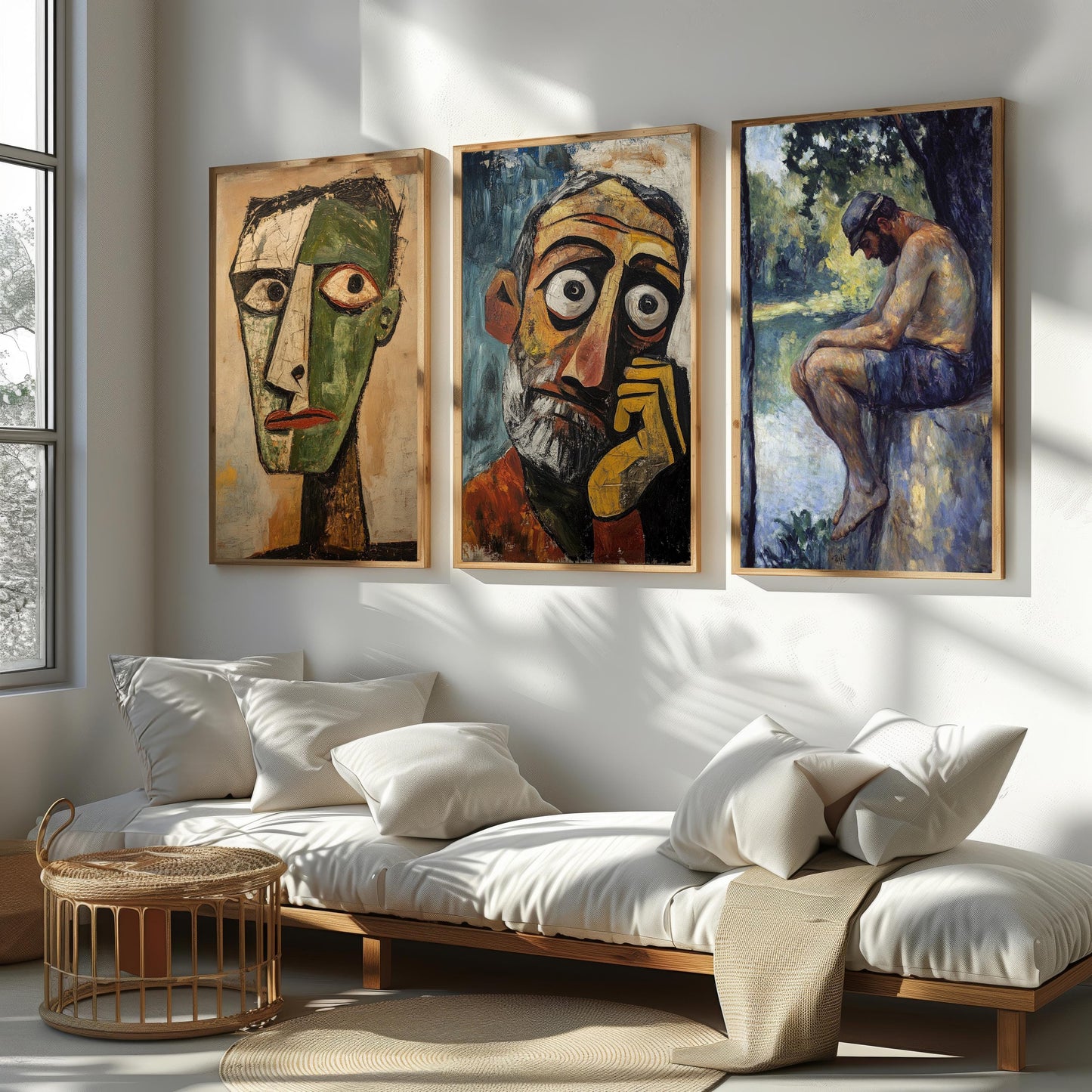 Male Portrait Art Set: Abstract Impressionist Style, Set of 3