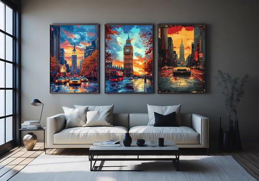 London & New York Canvas Print Set: Big Ben, Empire State Building