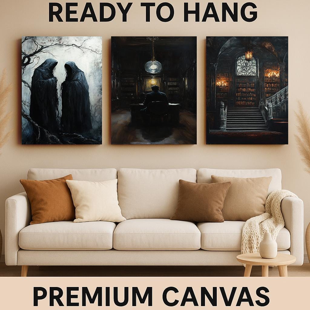 Dark Gothic Library Art Set: Haunted Academia Decor Prints
