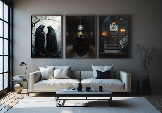 Dark Gothic Library Art Set: Haunted Academia Decor Prints