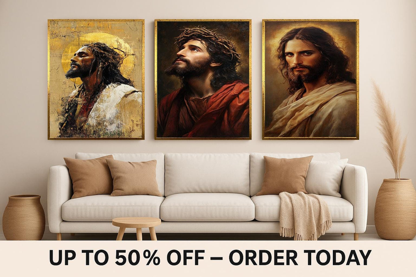 Jesus Christ Crown of Thorns Print Set: Christian Home Decor
