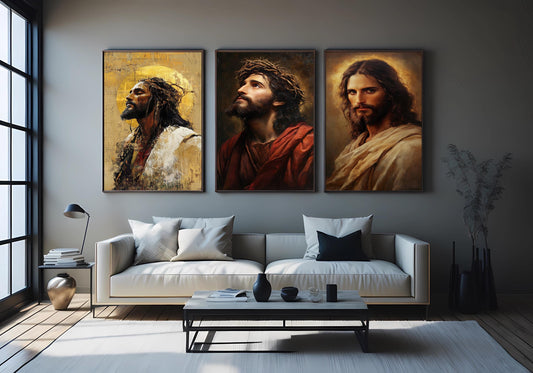Jesus Christ Crown of Thorns Print Set: Christian Home Decor
