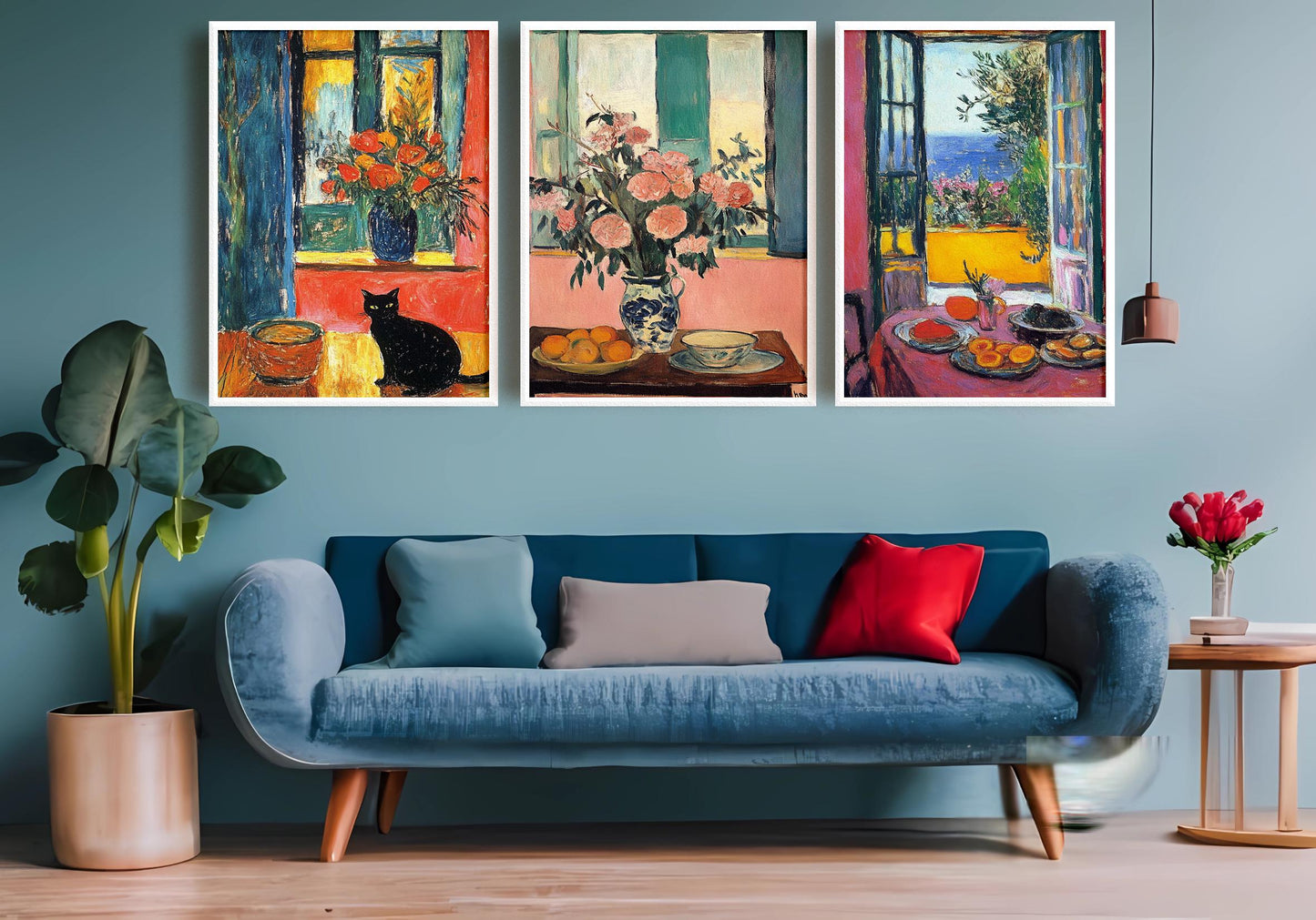 Matisse Style Still Life Prints: French Mediterranean Kitchen Art, Set of 2