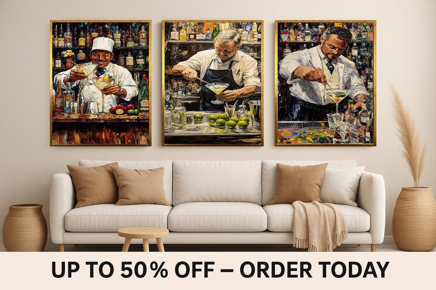Martini Cocktail Print: Surreal Bartender Oil Painting Style Bar Art