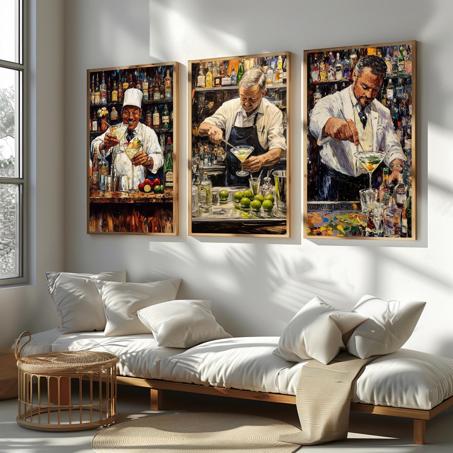 Martini Cocktail Print: Surreal Bartender Oil Painting Style Bar Art